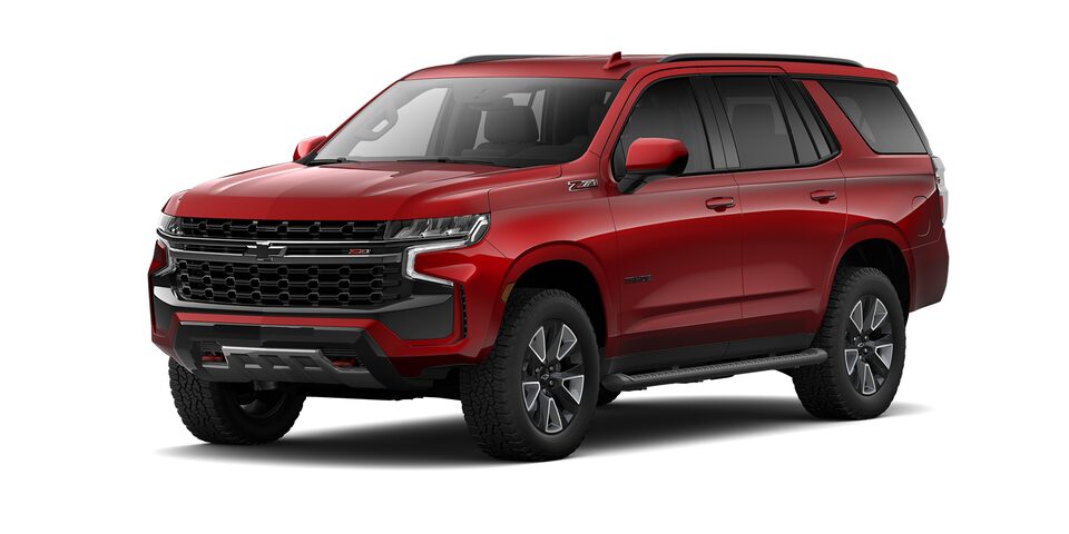 Chevrolet Tahoe 2024, SUV con 3 filas de asientos en color rojo radiante